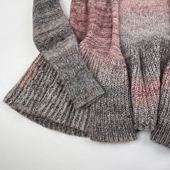 KNITTED & KNOTTED Anthropologie Cardigan Open Waterfall Mohair Wool Ombre Gray S - Picture 2 of 11